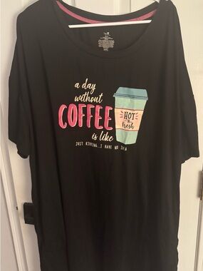 Secret Treasures Black Tee with Pink Neck Trim